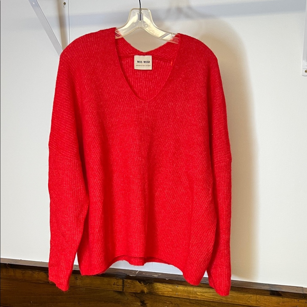 MOS MOSH THORA V-NECK‎ SWEATER CHINESE RED- XL